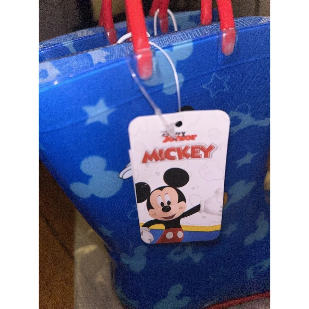 Disney Mickey Mouse Rubber Rain Boots Pull On With Handles Kids‎ Size 11/12